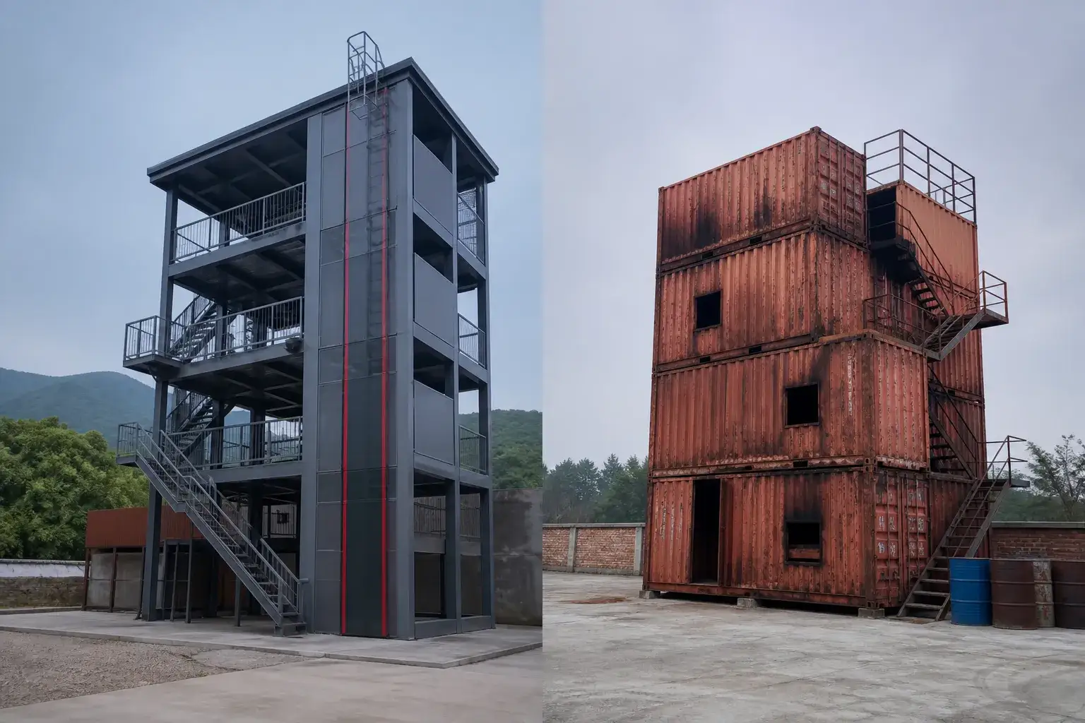 Modular training system vs container conversion comparison