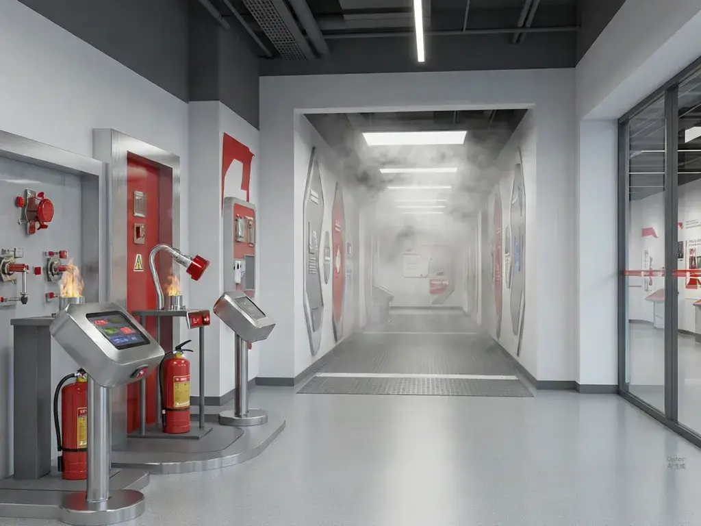 Fire safety education experience hall with training stations